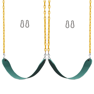 2 Pack Swings Seats Heavy Duty 66" Chain Plastic Coated Playground Swing