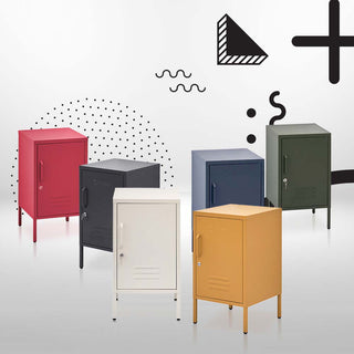 ArtissIn Bedside Table Metal Cabinet - Blue