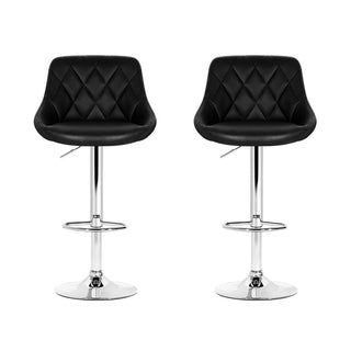 Artiss 2x Bar Stools Leather Padded Gas Lift Stool Black