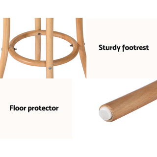 Artiss 2x Bar Stoosl Rattan Seat Wooden