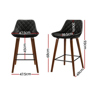 Artiss 2x Bar Stools PU Seat Wooden