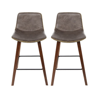 Artiss Bar Stools Kitchen Counter Barstools Leather Wooden Chairs x2