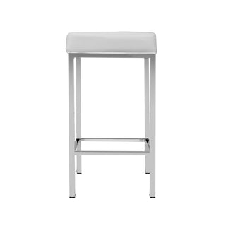 Artiss 2x Bar Stools Leather Padded Metal White