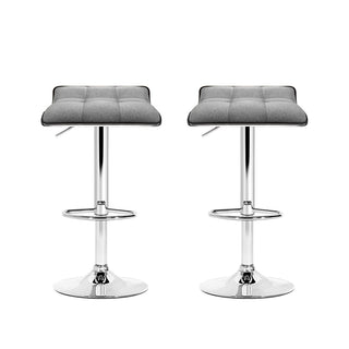 Artiss 2x Bar Stools Linen Padded Gas Lift