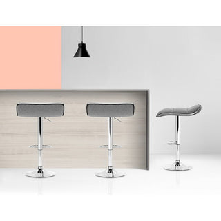 Artiss 2x Bar Stools Linen Padded Gas Lift