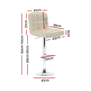 Artiss 4x Bar Stools Leather Gas Lift Beige