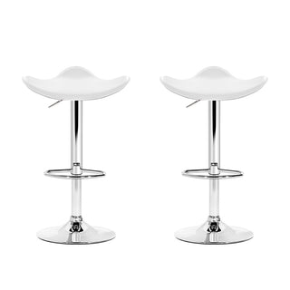 Artiss 2x Bar Stools Leather Gas Lift Chair White