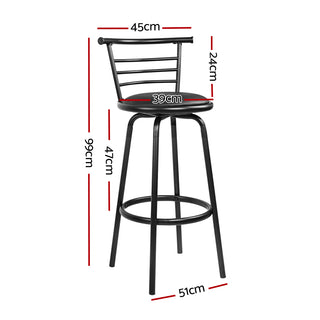 Artiss 2x Bar Stools Swivel Leather Padded Metal