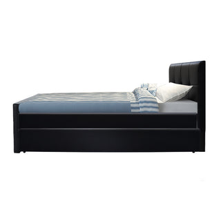 Artiss Bed Frame King Single Size Trundle Daybed Black