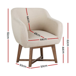 Artiss Fabric Tub Lounge Armchair - Beige