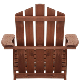 Gardeon 3PC Adirondack Outdoor Table and Chairs Wooden Beach Chair Brown