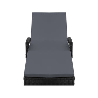 Gardeon 2PC Sun Lounge Wicker Lounger Outdoor Furniture Beach Chair Patio Adjustable Cushion Black