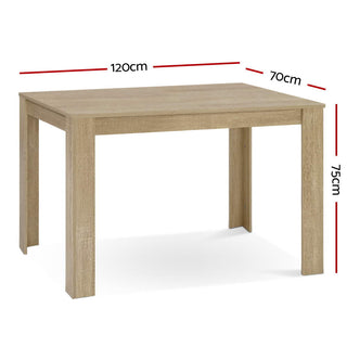 Artiss Dining Table Rectangular 4 Seater 120CM Oak Natu