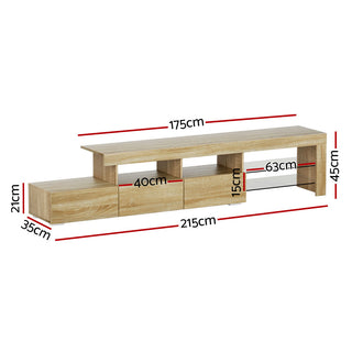 Artiss Entertainment Unit TV Cabinet LED 215cm Pine Caya
