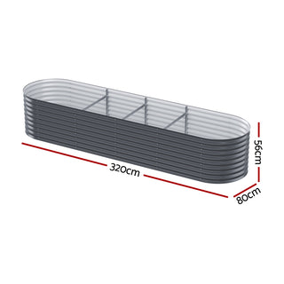 Green Fingers Garden Bed 320X80X56cm Oval Planter Box