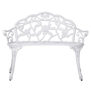Gardeon Outdoor Garden Bench Seat 100cm Cast Aluminium Outdoor Patio Chair Vintage White
