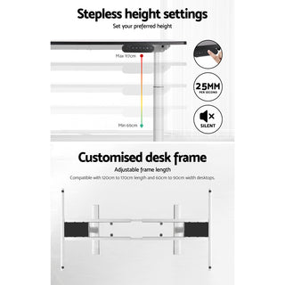 Artiss Standing Desk Sit Stand Motorised Adjustable Frame Only Dual Motor White