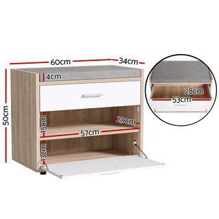Artiss Shoe Rack Bench Shoe Cabinet 8 Pairs White Niva