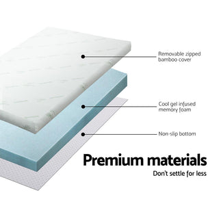 Giselle Bedding Memory Foam Mattress Topper Cool Gel 10cm Queen