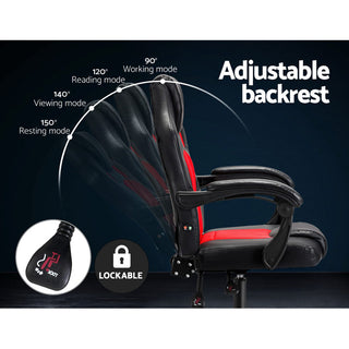 Artiss 2 Point Massage Gaming Office Chair PU Leather Red