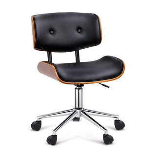 Artiss Wooden Office Chair Fabric Seat Black
