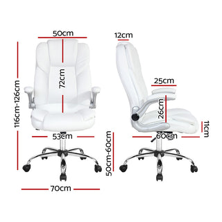 Artiss Executive Office Chair Leather Tilt White