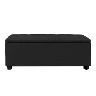 Artiss Storage Ottoman Blanket Box 97cm Linen Black