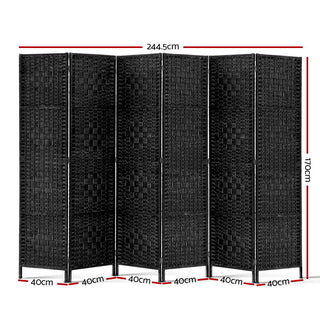 Artiss 6 Panel Room Divider Screen 245x170cm Woven Black