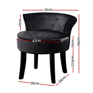 Artiss Vanity Stool Velvet Black Abella