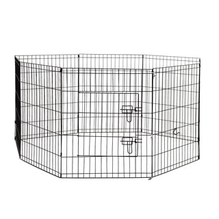 4Paws 8 Panel Playpen Puppy Exercise Fence Cage Enclosure Pets Black All Sizes - 30" - Black