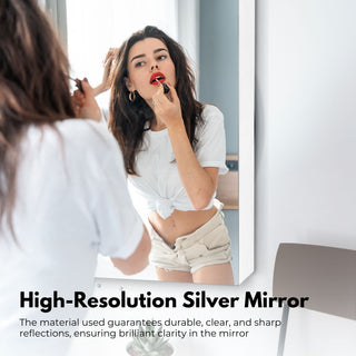 EKKIO Bathroom Vanity Mirror with Single Door Storage Cabinet (White)