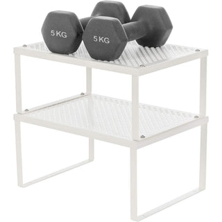 SONGMICS Cabinet Shelf Organizers Set of 4 Metal Kitchen Counter Shelves White