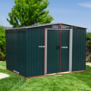 Wallaroo Garden Shed Spire Roof 8x8ft - Green
