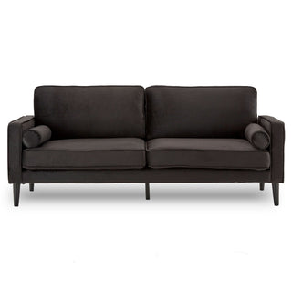 Sarantino Faux Velvet Sofa Bed Couch Furniture Lounge Suite - Black