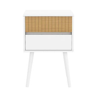Sarantino Clio Bedside Table Night Stand - White/natural