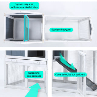 Rabbit Hutch Chicken Coop 147cm 2 Storey Pet Cage Run GRACIE