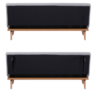 Monroe 3 Seater Sofa Futon Bed Fabric Lounge Couch - Grey