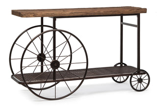 Industrial Style Hallway Console Table with Railway Sleeper Wood Top