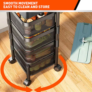 Removable Kitchen Trolley Cart Vegetable Storage Organiser Holder Rotating Rack