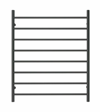 Premium Matte Black Heated Towel Rack - 8 Bars, Round Design, AU Standard, 1000x850mm Wide