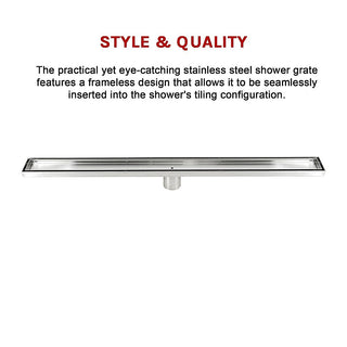 800mm Tile Insert Shower Bathroom Stainless Steel Grate Drain w/Centre outlet Floor Waste