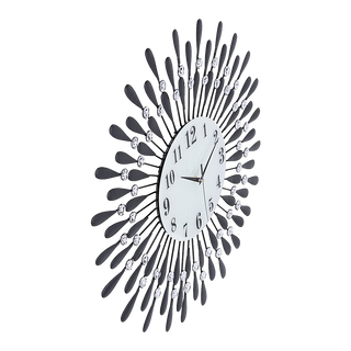 Large Modern 3D Crystal Wall Clock Luxury Art Metal Round Home Decor