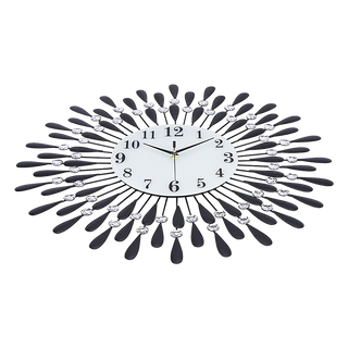 Large Modern 3D Crystal Wall Clock Luxury Art Metal Round Home Decor