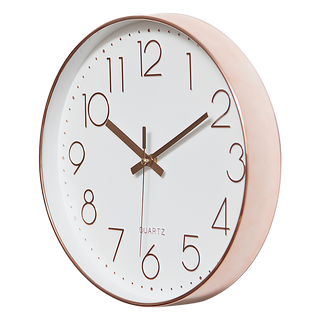 Modern Wall Clock Silent Non-Ticking Quartz Battery Operated Rose Gold