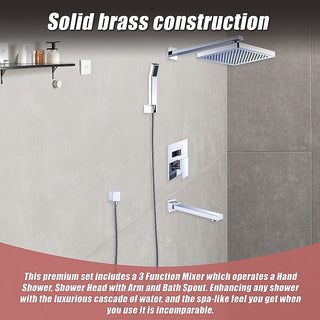8" Rain Shower Head Straight Wall Arm Mixer Set Wall Bath Spout Outlet Tap