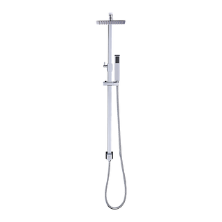 WELS 8" Rain Shower Head Set Square Dual Heads Faucet High Pressure Hand Held