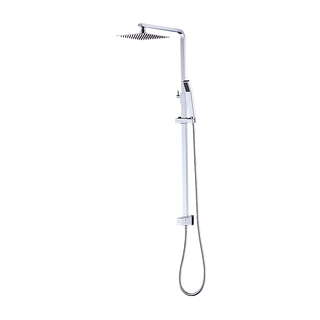 WELS 8" Rain Shower Head Set Square Dual Heads Faucet High Pressure Hand Held