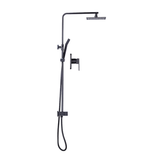 WELS 8" Rain Shower Head Set Square Dual Heads Faucet High Pressure With Mixer