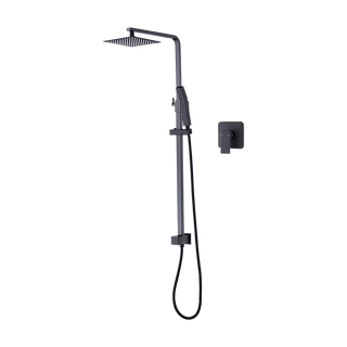 WELS 8" Rain Shower Head Set Square Dual Heads Faucet High Pressure With Mixer