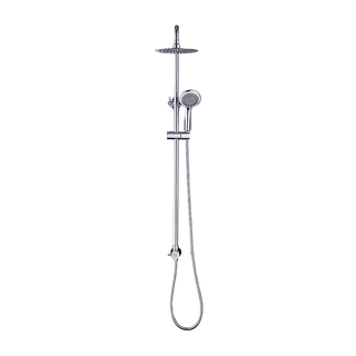 WELS 8" Rain Shower Head Set Rounded Dual Heads Faucet High Pressure Hand Held